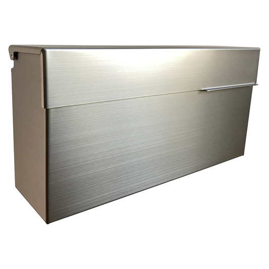 D4 - Modern Design Brushed Stainless Steel Mailbox for Walls, Heavy Duty Wall Mounted Mailbox - 14.5'' x 3.75'' x 7.1'' Rust Proof Steel Dropbox with Rainproof Design (Silver)