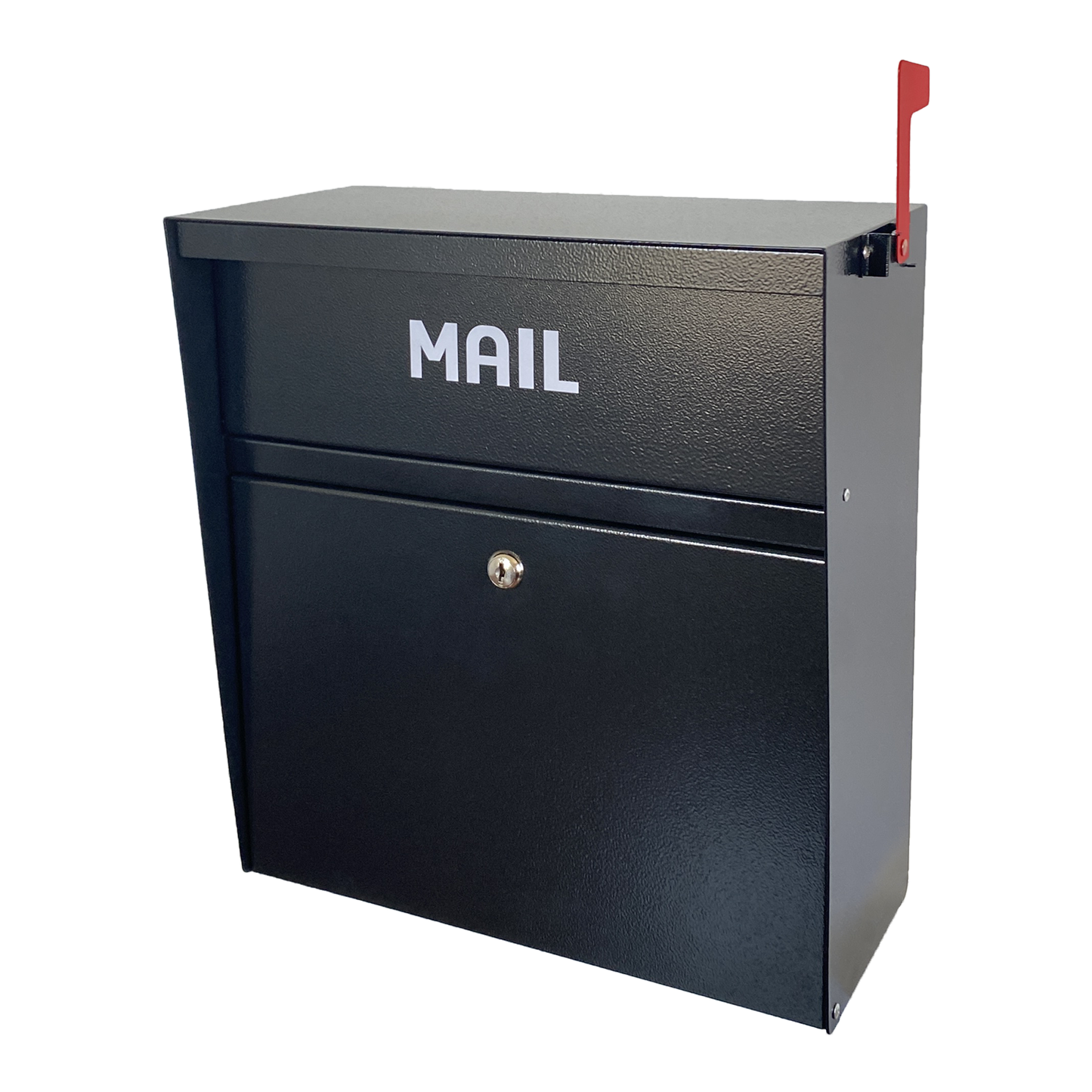 D5-B - Rainproof Wall Mount Mailbox with Outgoing Mail Flag and Holder, Rainproof Anti-Fishing Locking Mailbox, Heavy Duty Residential Security Mailbox, Payment Drop Box with Lock, Black