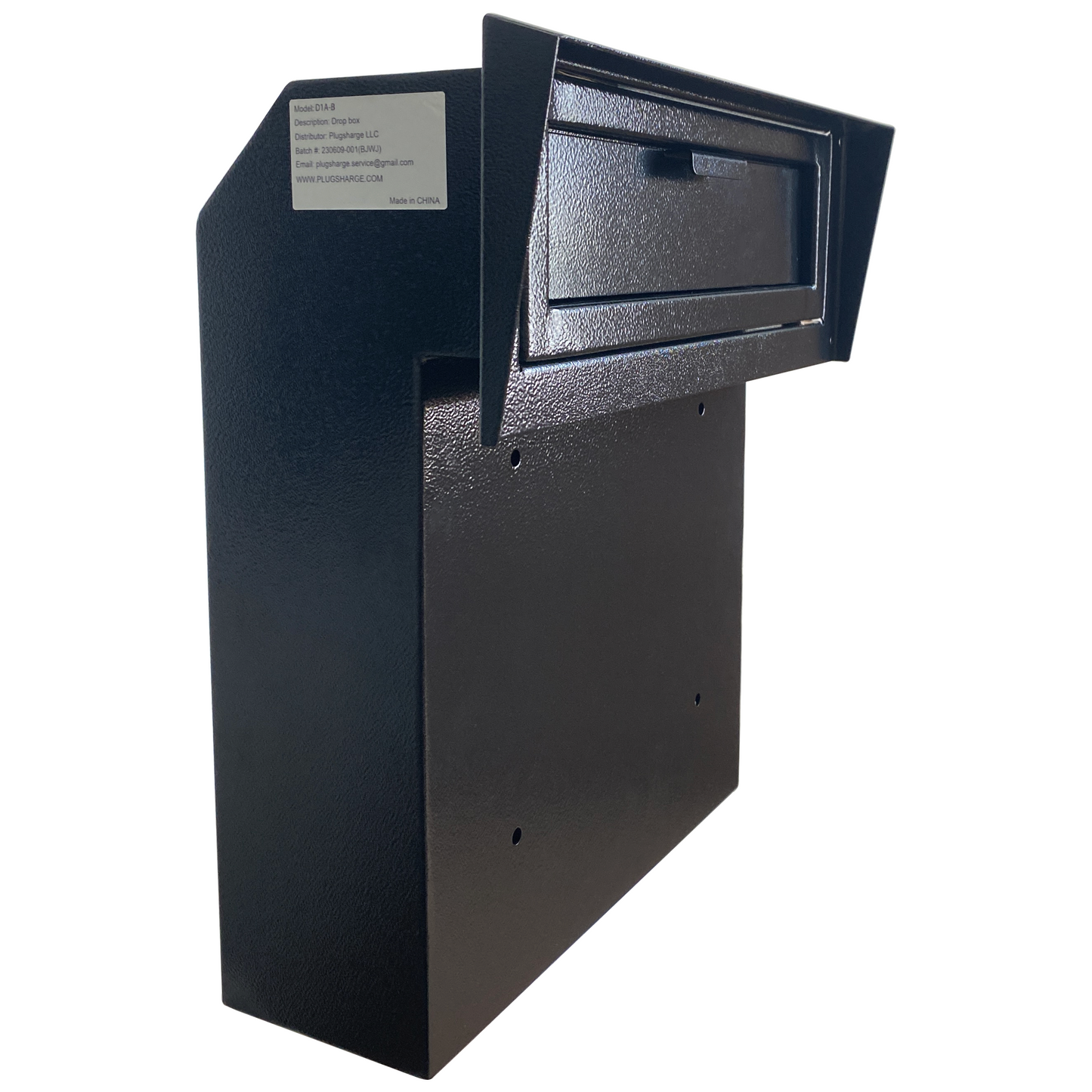 D1A-B - Rainproof Heavy Duty Mailbox Door Drop Box, Galvanized Steel Weatherproof Locking Metal Mailbox Door Mounted for Keys, Deposit, Payment, Mails - Through The Door Safe Mail Drop Box, Black