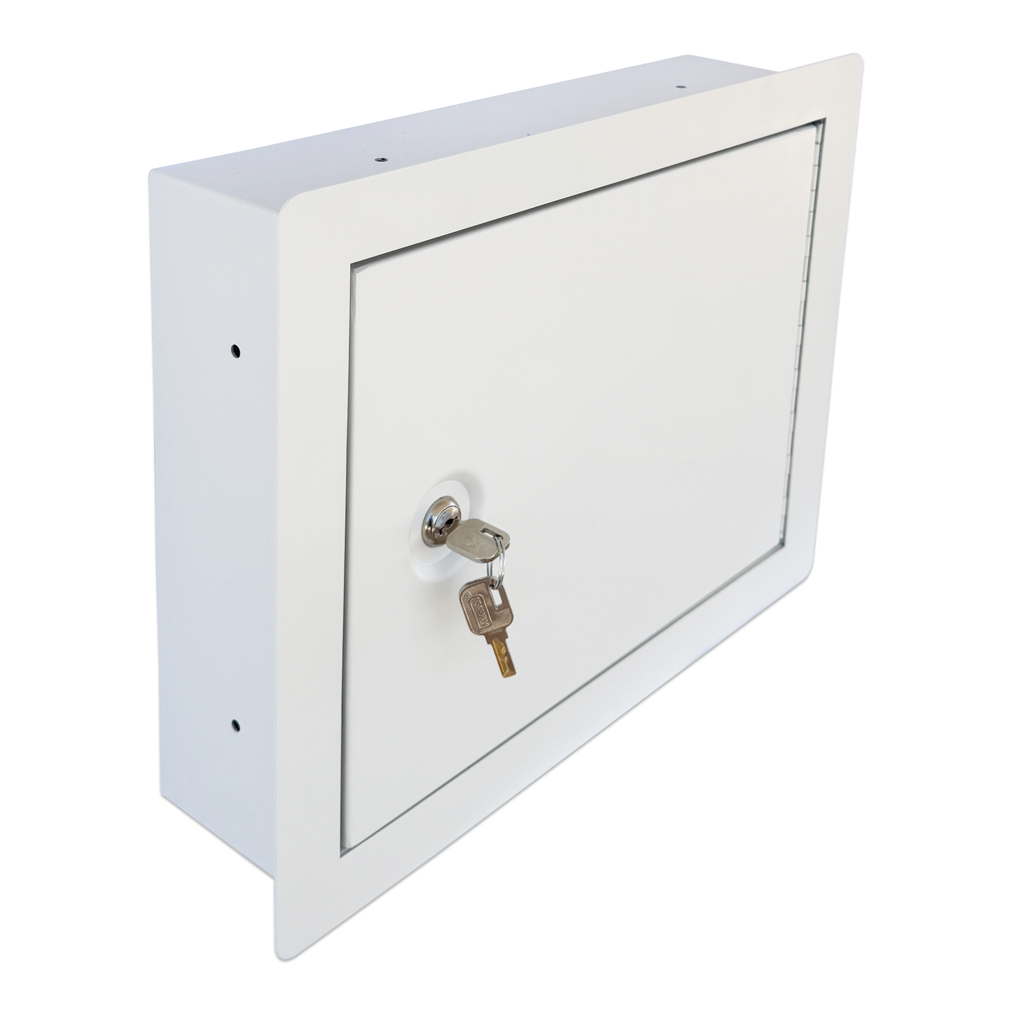 G1-W - In-Wall Safe with Key Lock – Heavy-Duty Steel Lockable Hidden Wall Compartment for Secure Storage, Wall Safe Box for Jewelry, Cash, and Documents – 15.75-Inch Exterior Width, White