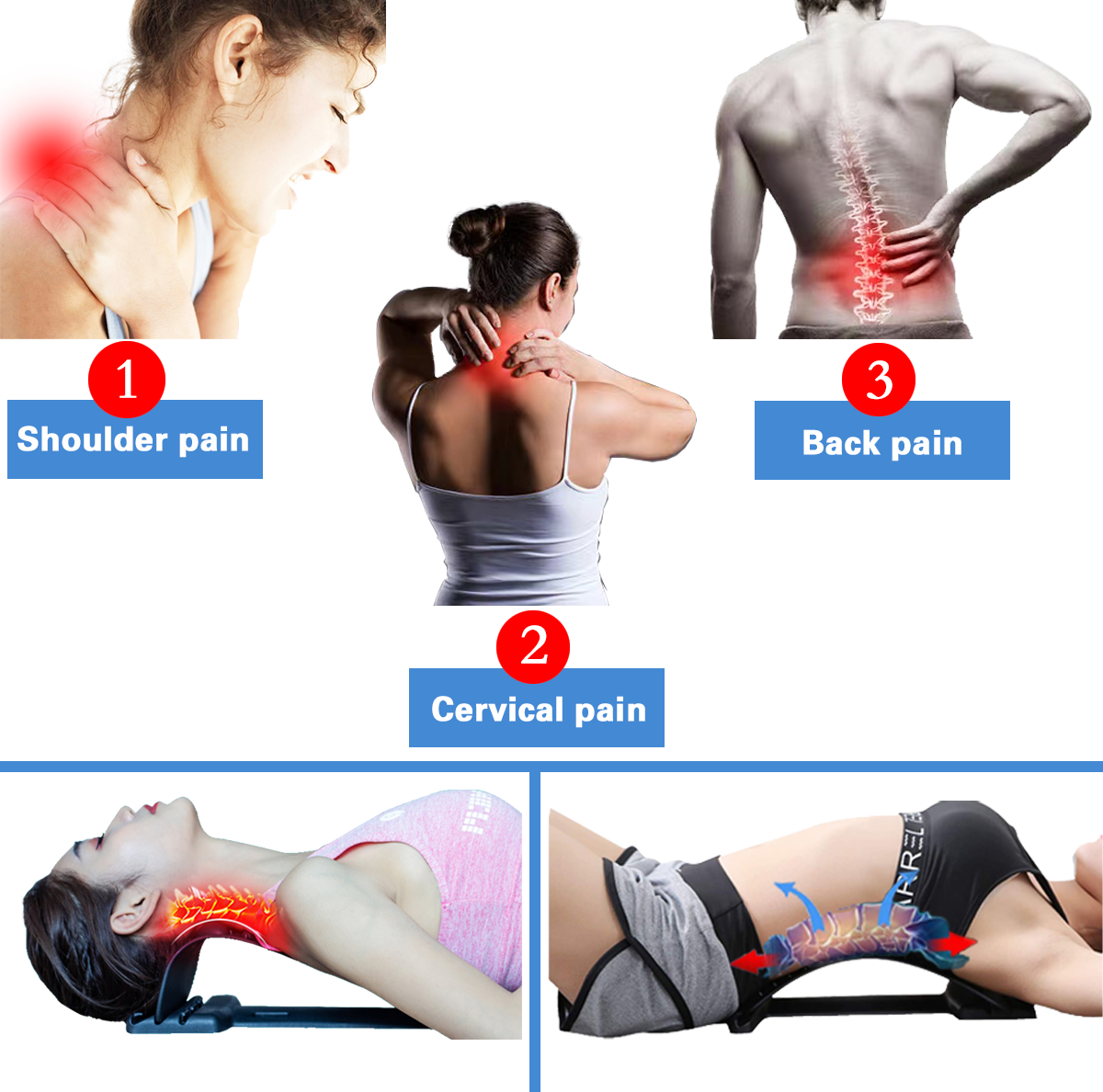 HHNB-B - Back Stretcher (2 in 1) Neck Stretcher for Cervical Pain Relief