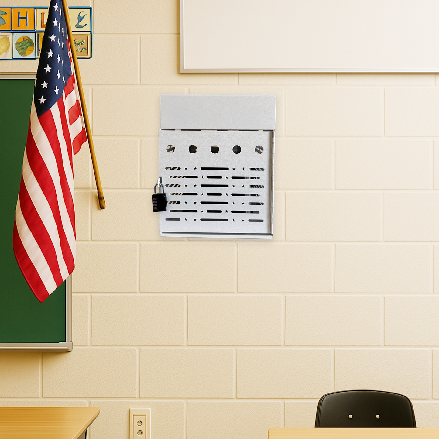 C8B-W - 8-Device Tablet Charging Station, Lockable Steel Case Fits 14" Chromebooks, iPads, Laptops & Tablets, Secure Storage with 2 Keys, Ideal for Classrooms, Offices & Hospitals, White