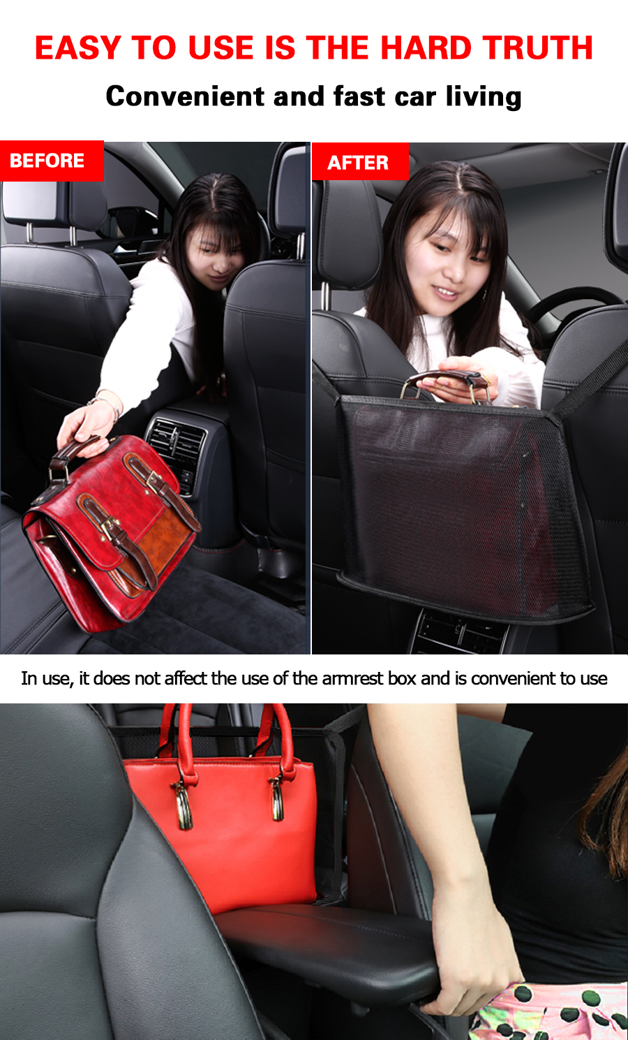 AUT-B - Car Net Pocket Handbag Holder