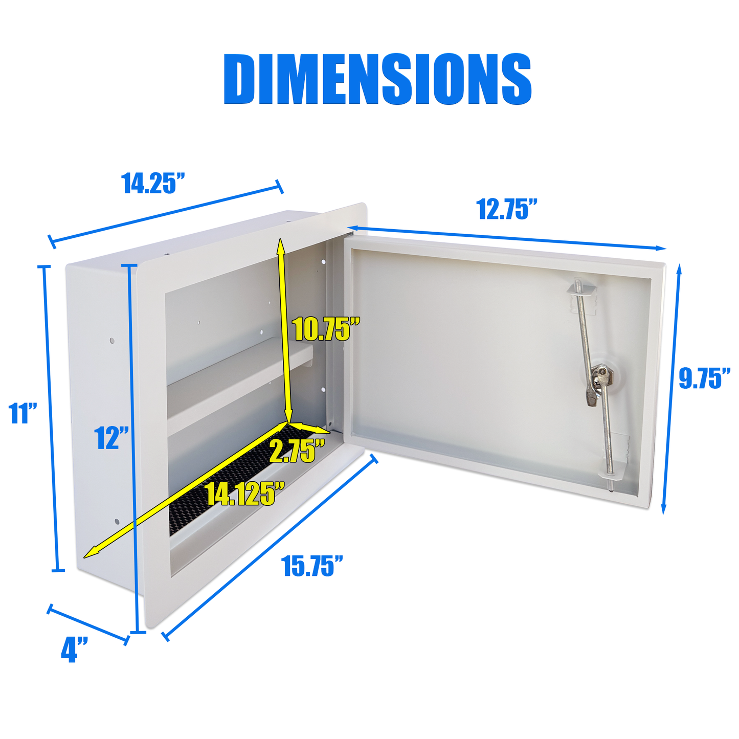 G1-W - In-Wall Safe with Key Lock – Heavy-Duty Steel Lockable Hidden Wall Compartment for Secure Storage, Wall Safe Box for Jewelry, Cash, and Documents – 15.75-Inch Exterior Width, White