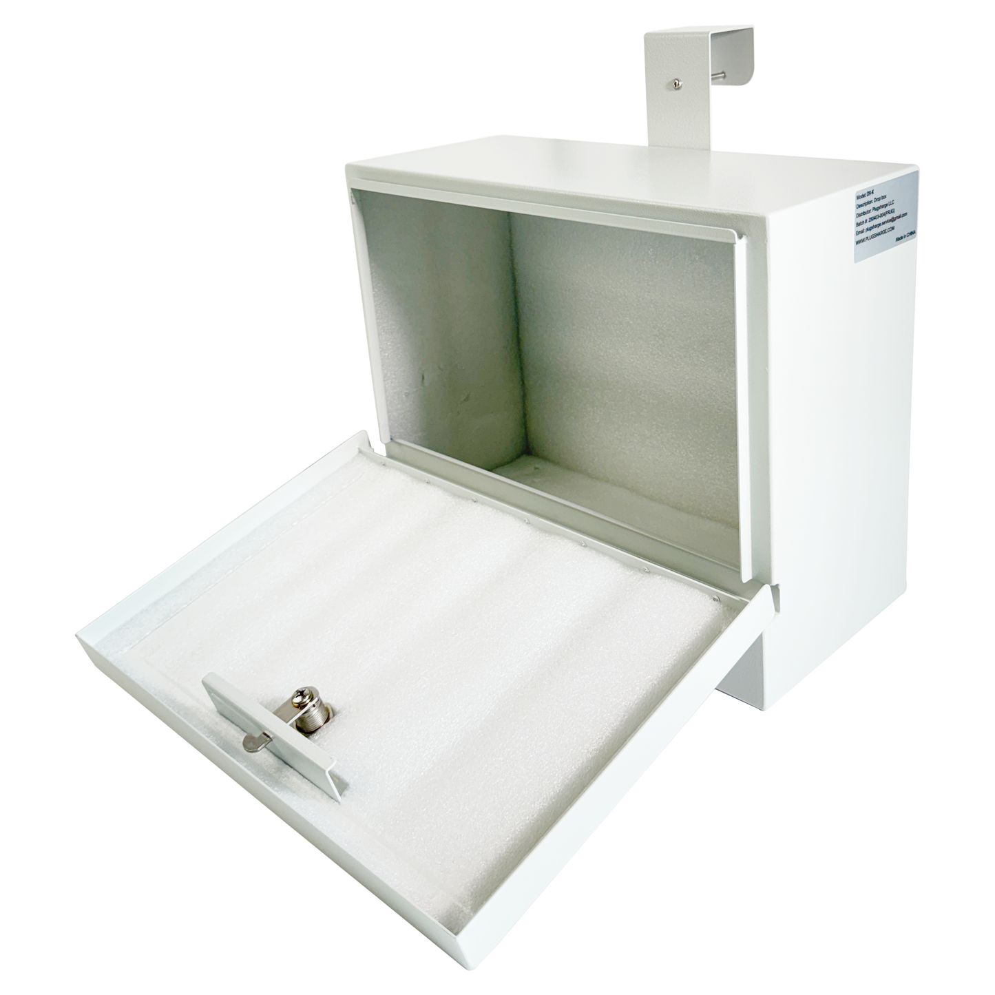 D9-K - Metal Specimen Drop Box, Medium Size, Over-the-Door Hanging with Key Lock, Secure Collection for Labs, Clinics, Medical Offices, Durable Steel Construction, Gray Finish