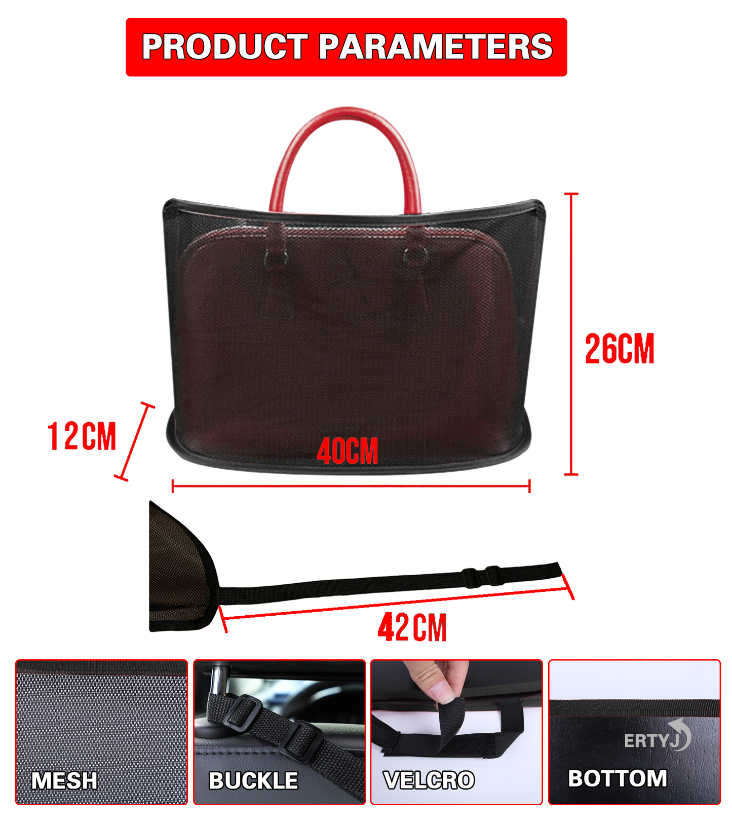 AUT-B - Car Net Pocket Handbag Holder
