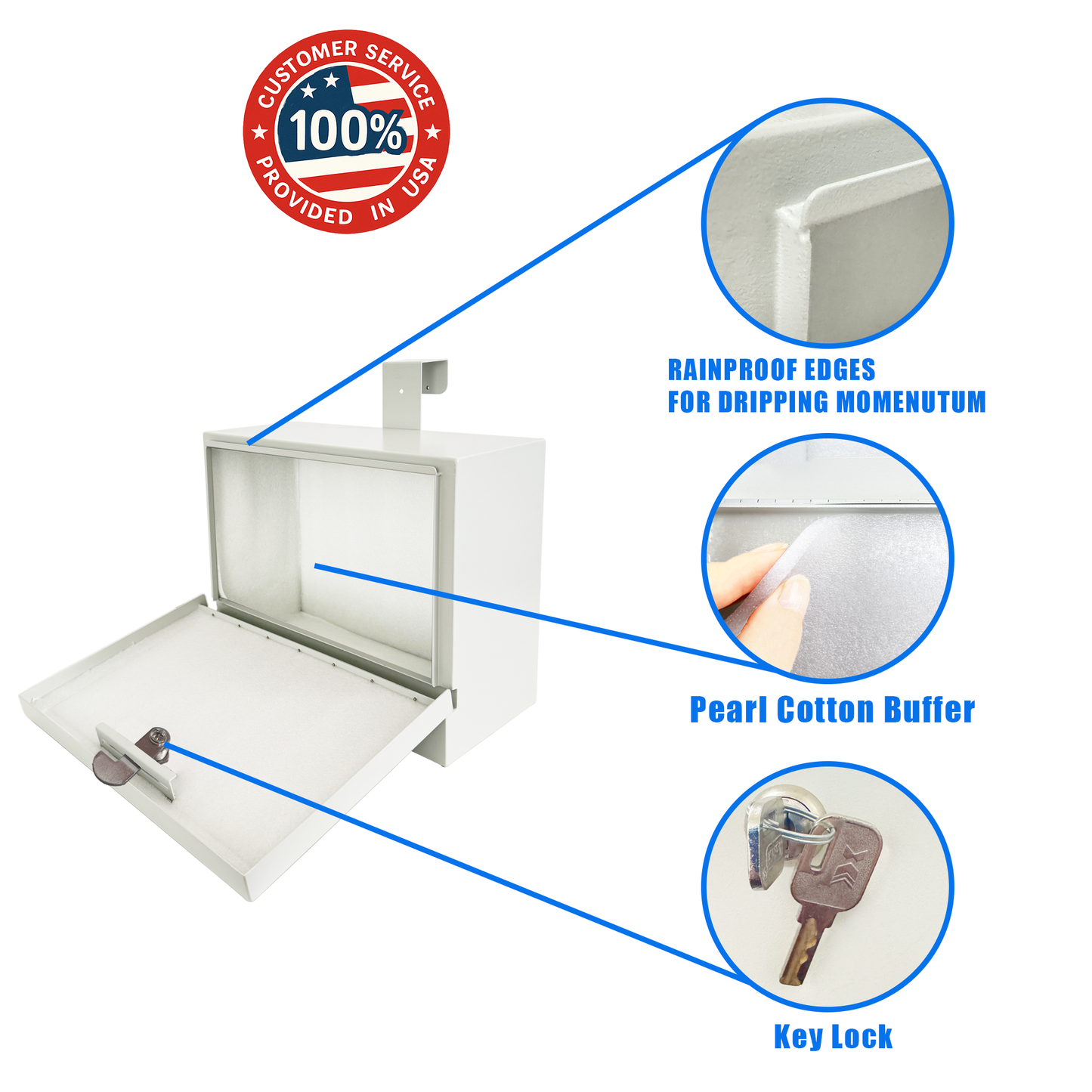 D9-K - Metal Specimen Drop Box, Medium Size, Over-the-Door Hanging with Key Lock, Secure Collection for Labs, Clinics, Medical Offices, Durable Steel Construction, Gray Finish