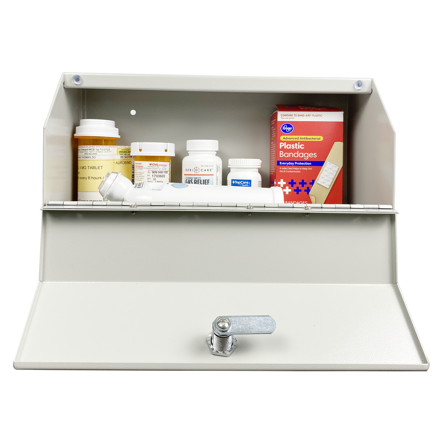 MC-1-W - Medicine Lock Box for Safe Medication Storage,Lockable Medicine Cabinet Child Proof Medicine Organizer,Locking Medicine Cabinet Wall Mounted for Prescriptions and Personal Medicines