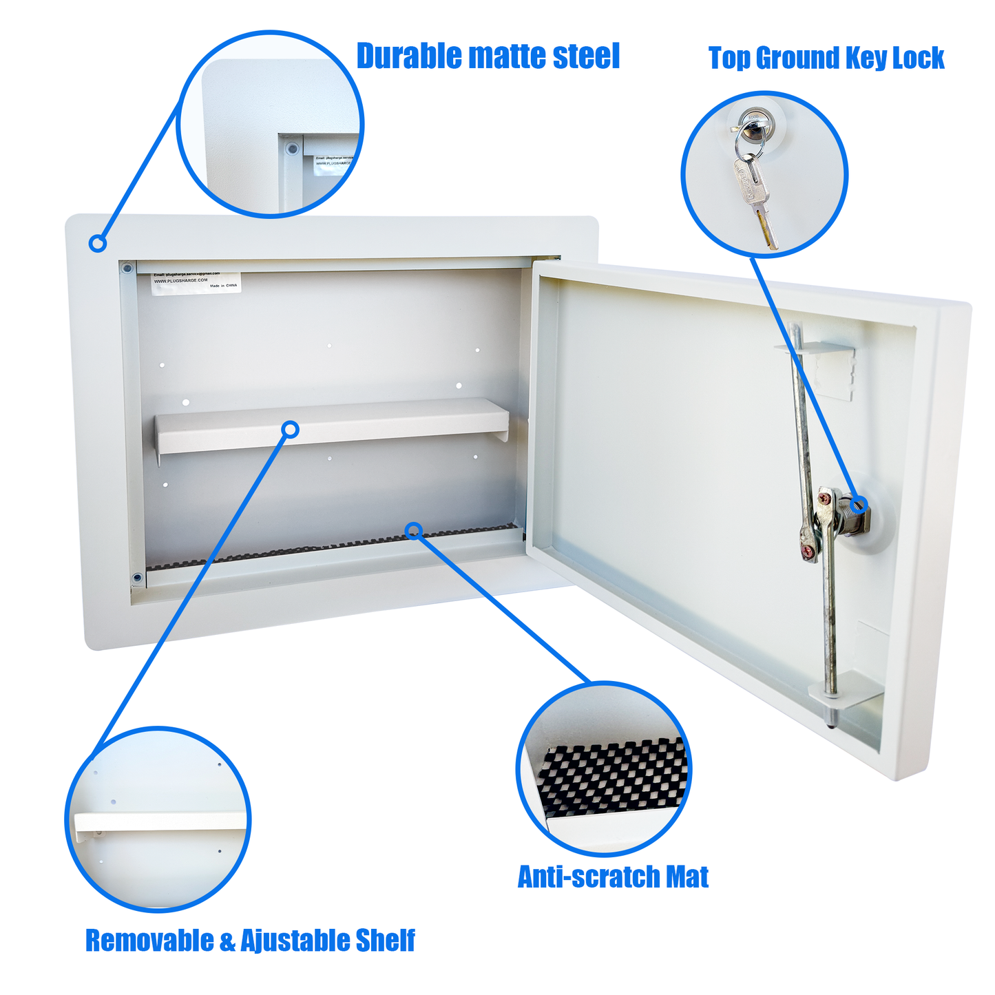 G1-W - In-Wall Safe with Key Lock – Heavy-Duty Steel Lockable Hidden Wall Compartment for Secure Storage, Wall Safe Box for Jewelry, Cash, and Documents – 15.75-Inch Exterior Width, White