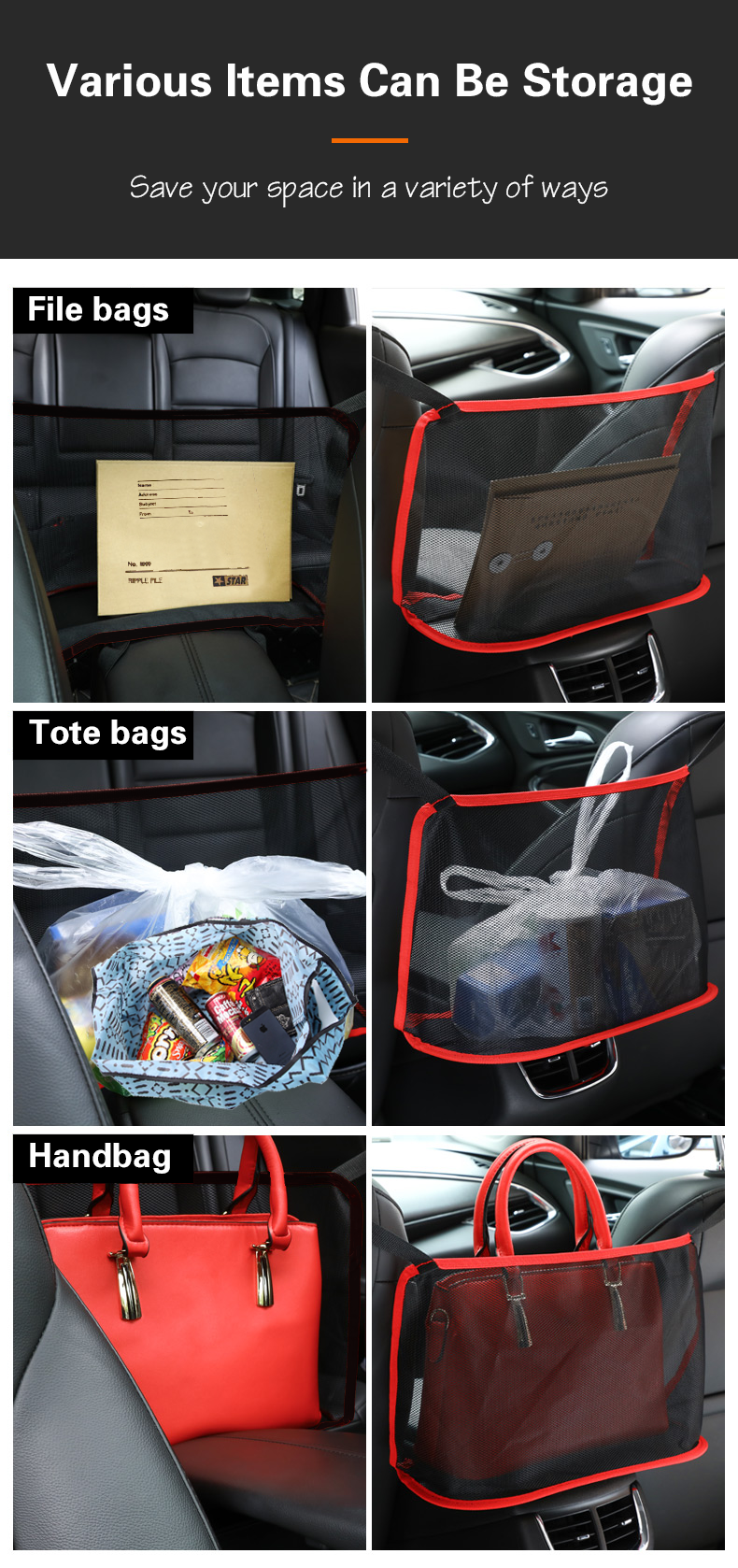 AUT-B - Car Net Pocket Handbag Holder
