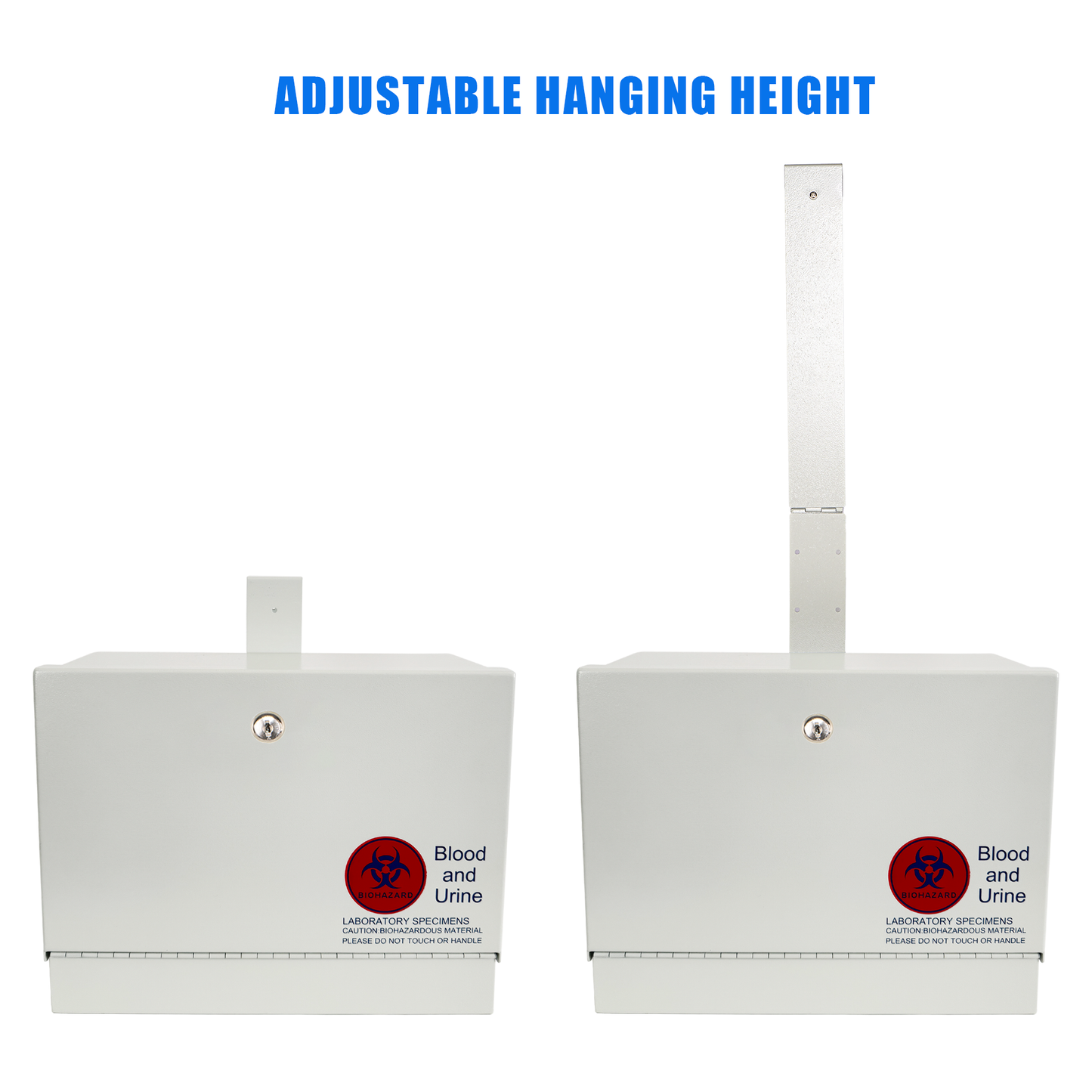 D9-K - Metal Specimen Drop Box, Medium Size, Over-the-Door Hanging with Key Lock, Secure Collection for Labs, Clinics, Medical Offices, Durable Steel Construction, Gray Finish