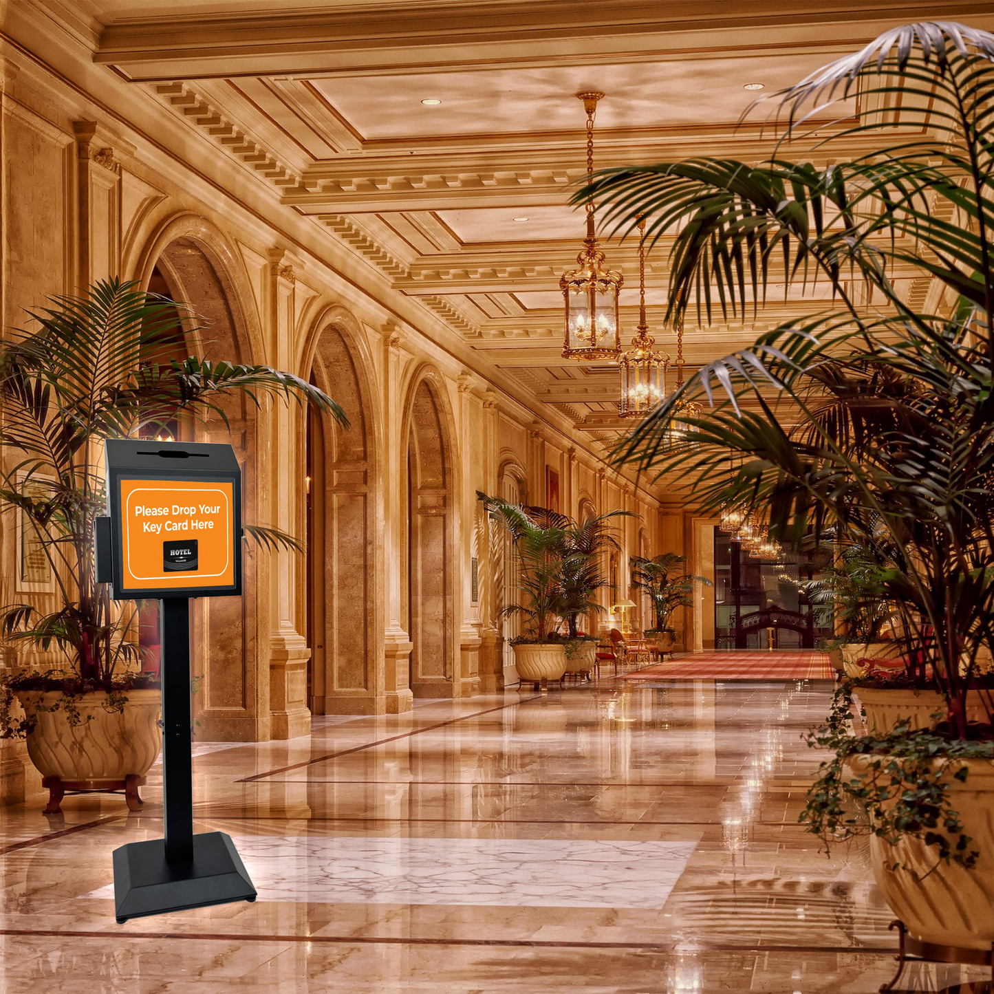 D6B-B - Suggestion Box with Stand,Floor Standing Offering Box,Combination Lock Ballot Collection Safe Box for Voting,Charity,Donation,Church,School,Election,Hospital Feedback,and Car Rental Key Return, Black