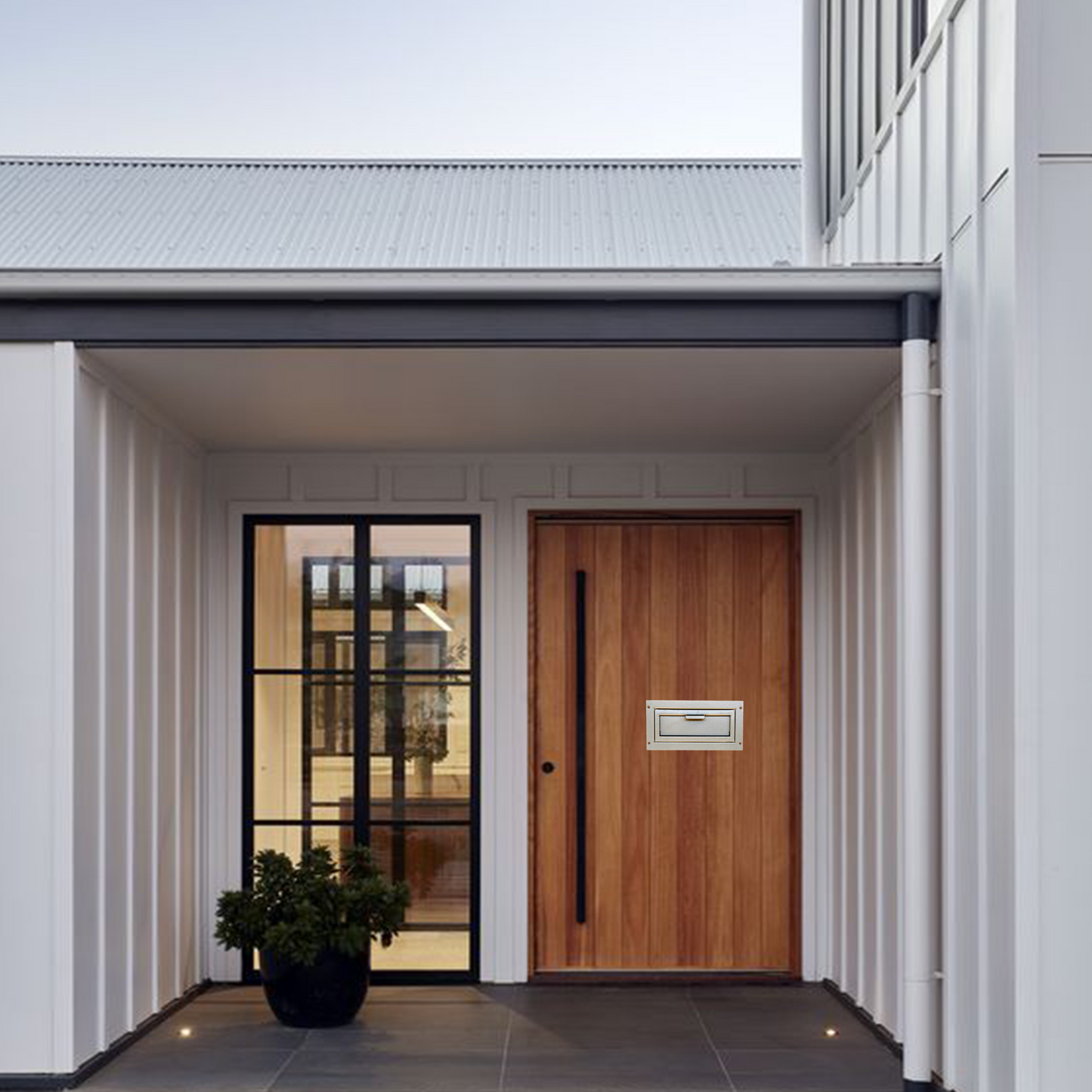 D1C-W - Door Drop Box, Mail Slots for Mail, Rent, Deposit, and Night Key, Through The Door Prevents Money Fishing Locking Steel Mailbox with Rear Access, Gray