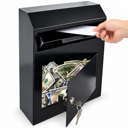 D10A-B - Anti-Fishing Key Drop Box with Key Lock for Wall Mount | Steel Depository Box for Cash, Payments, Keys & Documents, Secure Indoor Collection for Offices & Businesses