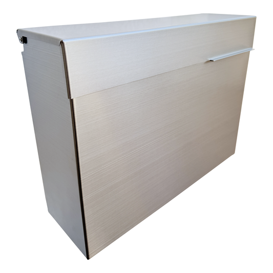 D4L - Modern Design Brushed Stainless Steel Mailbox for Walls, Heavy Duty Wall Mounted Mailbox - 14.6'' x 4.6'' x 11.2'' Rust Proof Steel Dropbox with Rainproof Design (Silver)