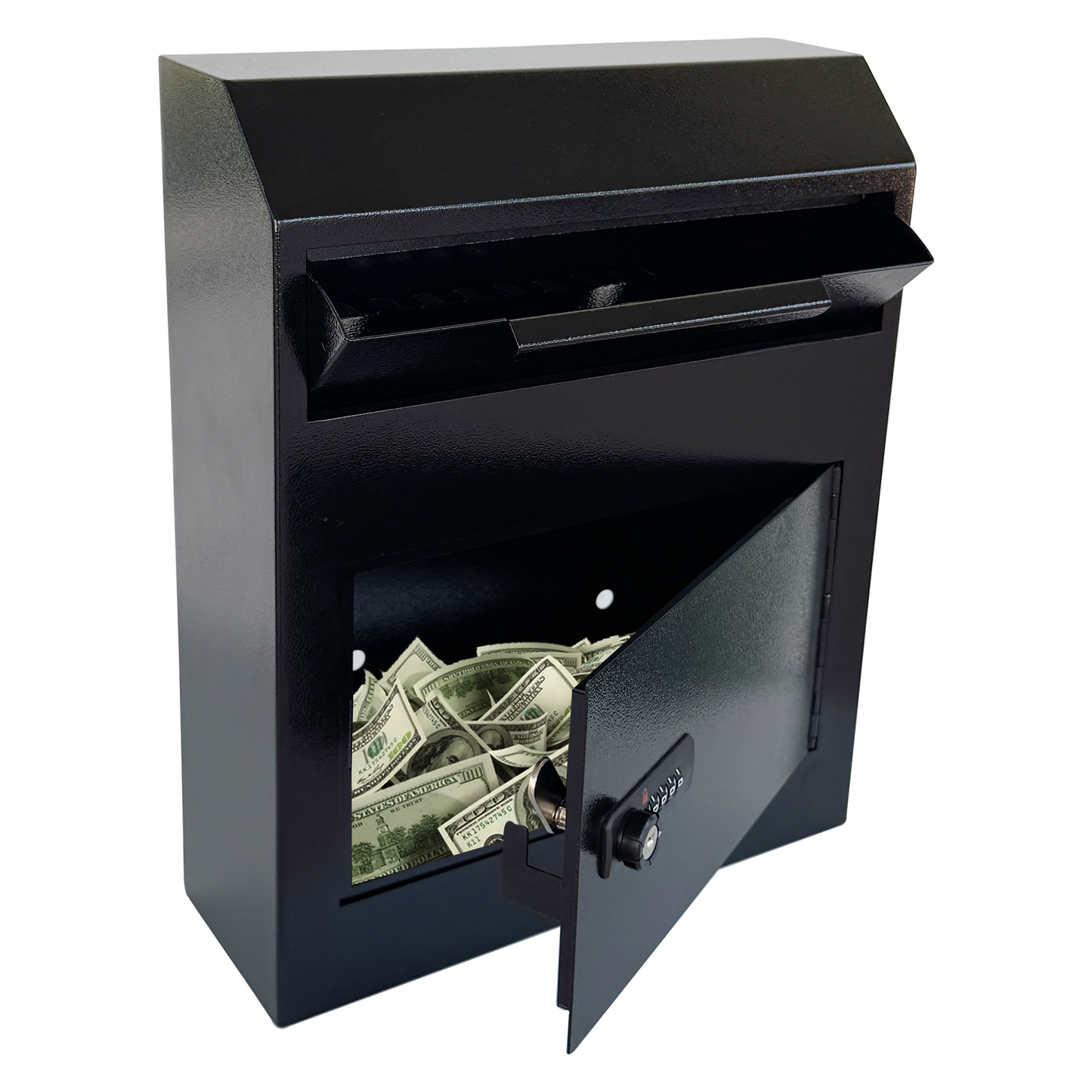 D10B-B - Anti-Fishing Key Drop Box with Combination Lock & Backup Key, Wall-Mount Depository Box for Cash, Checks, Payments, Keys & Documents with Mechanical Lock for Indoor Business Use