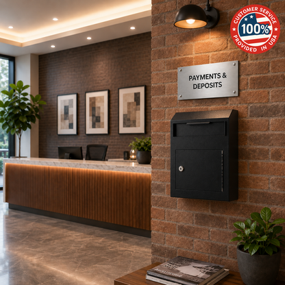 D10A-B - Anti-Fishing Key Drop Box with Key Lock for Wall Mount | Steel Depository Box for Cash, Payments, Keys & Documents, Secure Indoor Collection for Offices & Businesses