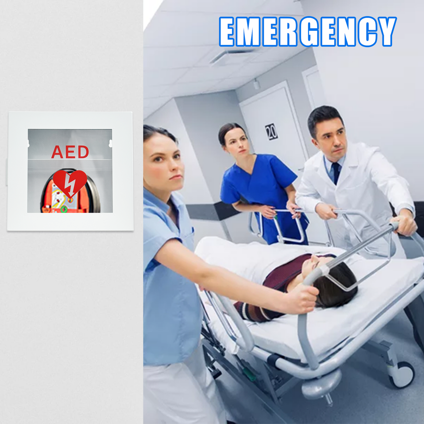 MC-2-W Non Alarmed AED Defibrillator Wall Mounted Storage Cabinet - 14.5'' x 7'' x 13.75'' Steel AED Holder Defibrillator Cabinet for Emergency at Church, Fitness Center, Home, Office, Warehouse