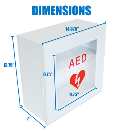 MC-2-W Non Alarmed AED Defibrillator Wall Mounted Storage Cabinet - 14.5'' x 7'' x 13.75'' Steel AED Holder Defibrillator Cabinet for Emergency at Church, Fitness Center, Home, Office, Warehouse