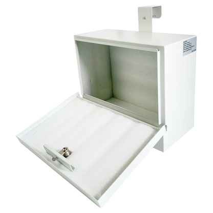 D9-K - Metal Specimen Drop Box, Medium Size, Over-the-Door Hanging with Key Lock, Secure Collection for Labs, Clinics, Medical Offices, Durable Steel Construction, Gray Finish