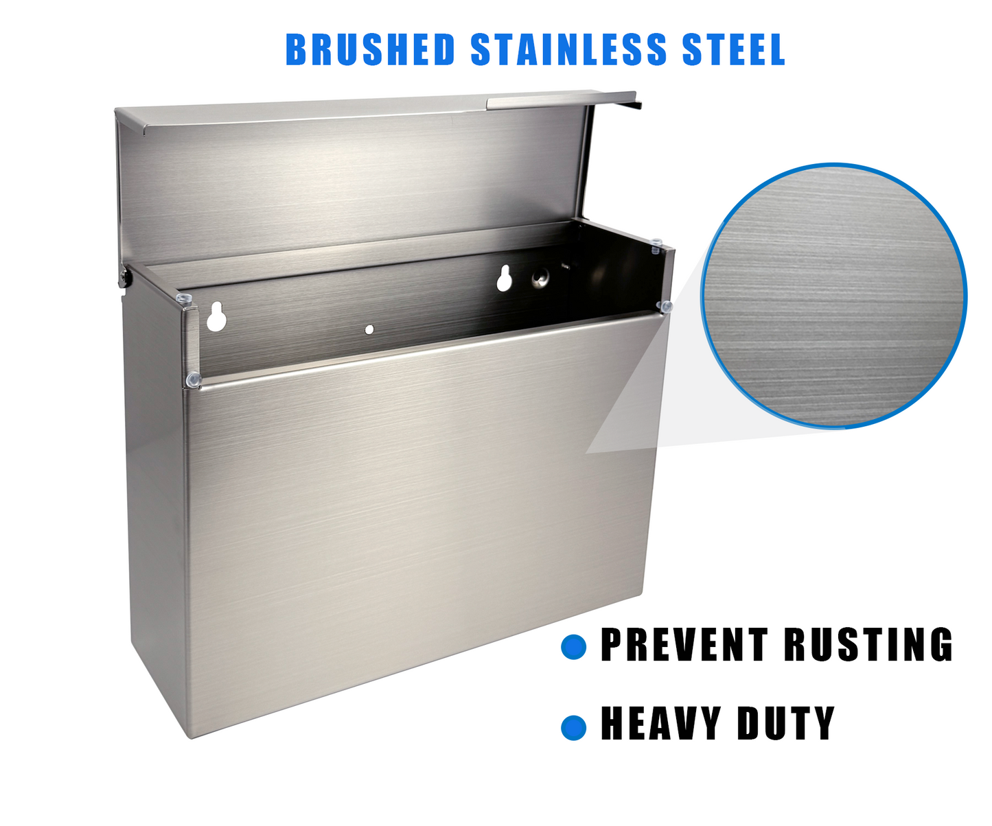 D4L - Modern Design Brushed Stainless Steel Mailbox for Walls, Heavy Duty Wall Mounted Mailbox - 14.6'' x 4.6'' x 11.2'' Rust Proof Steel Dropbox with Rainproof Design (Silver)