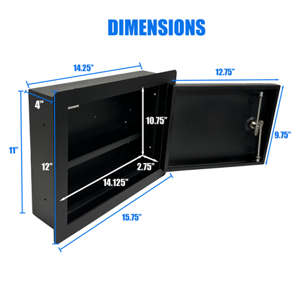 G1-B - In-Wall Safe with Key Lock – Heavy-Duty Steel Lockable Hidden Wall Compartment for Secure Storage, Wall Safe Box for Jewelry, Cash, and Documents – 15.75-Inch Exterior Width, Durable Design