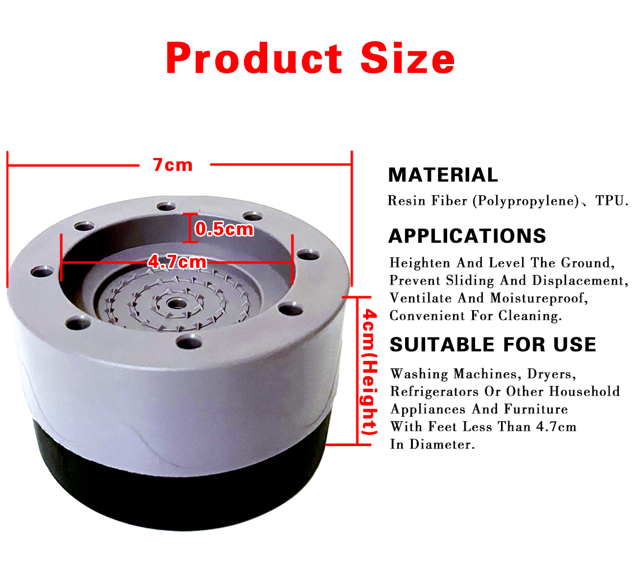 THI-4 - Shock and Noise Cancelling Washing Machine Support