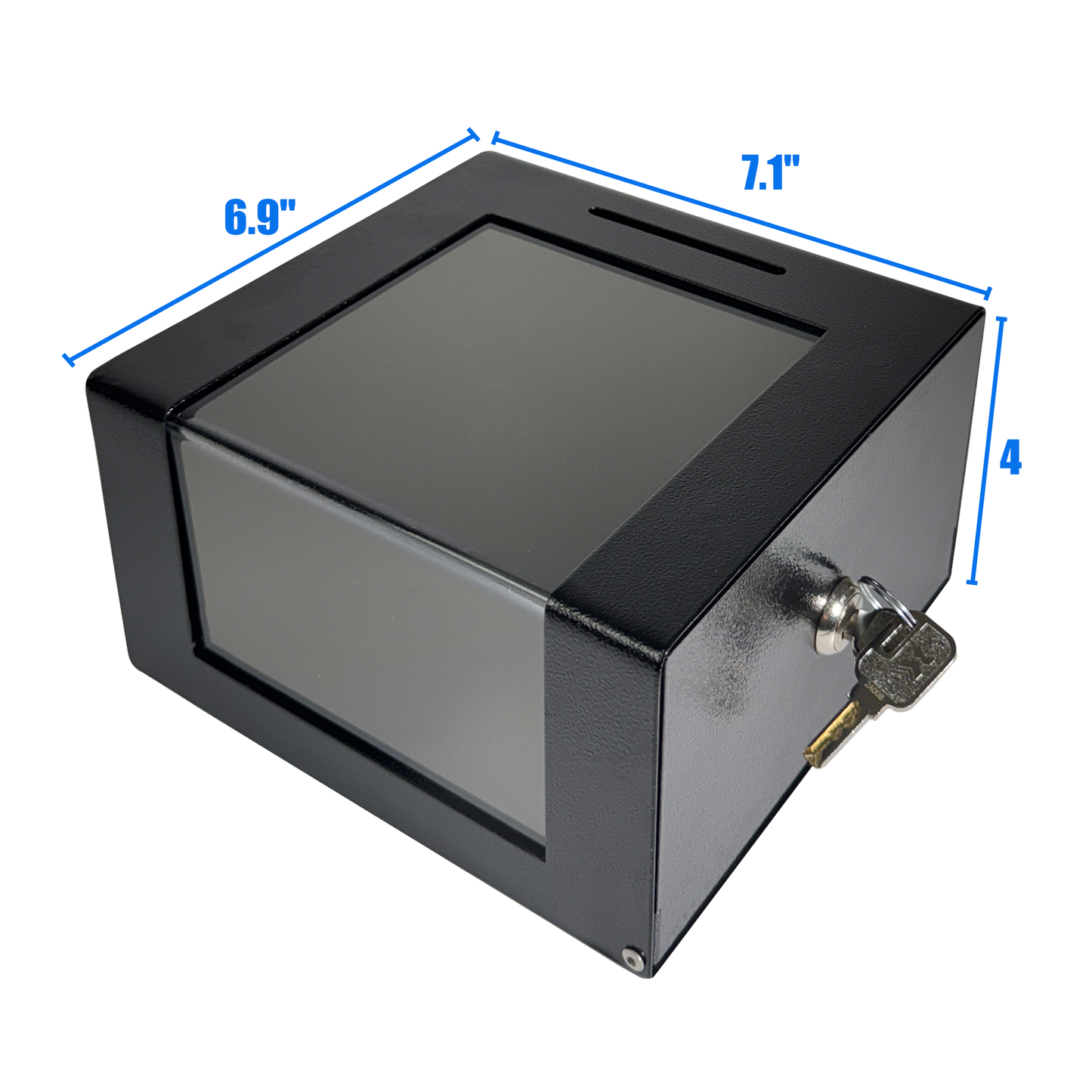 D7-B - Steel Locking Tip Box - Heavy-Duty Secure Tip Jar with Combination Cable Lock, Ideal for Taxi Tips, Donations, Suggestions, Business Cards, Cash, and More in Family Churches, Restaurants, and Events