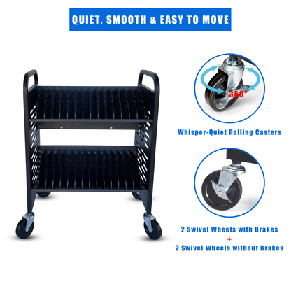 C32A-B - 32-Device Open Laptop & Tablet Charging Cart for Classroom, Chromebook Charging Station, Mobile School Storage Cart with Cable Management & Surge Protection