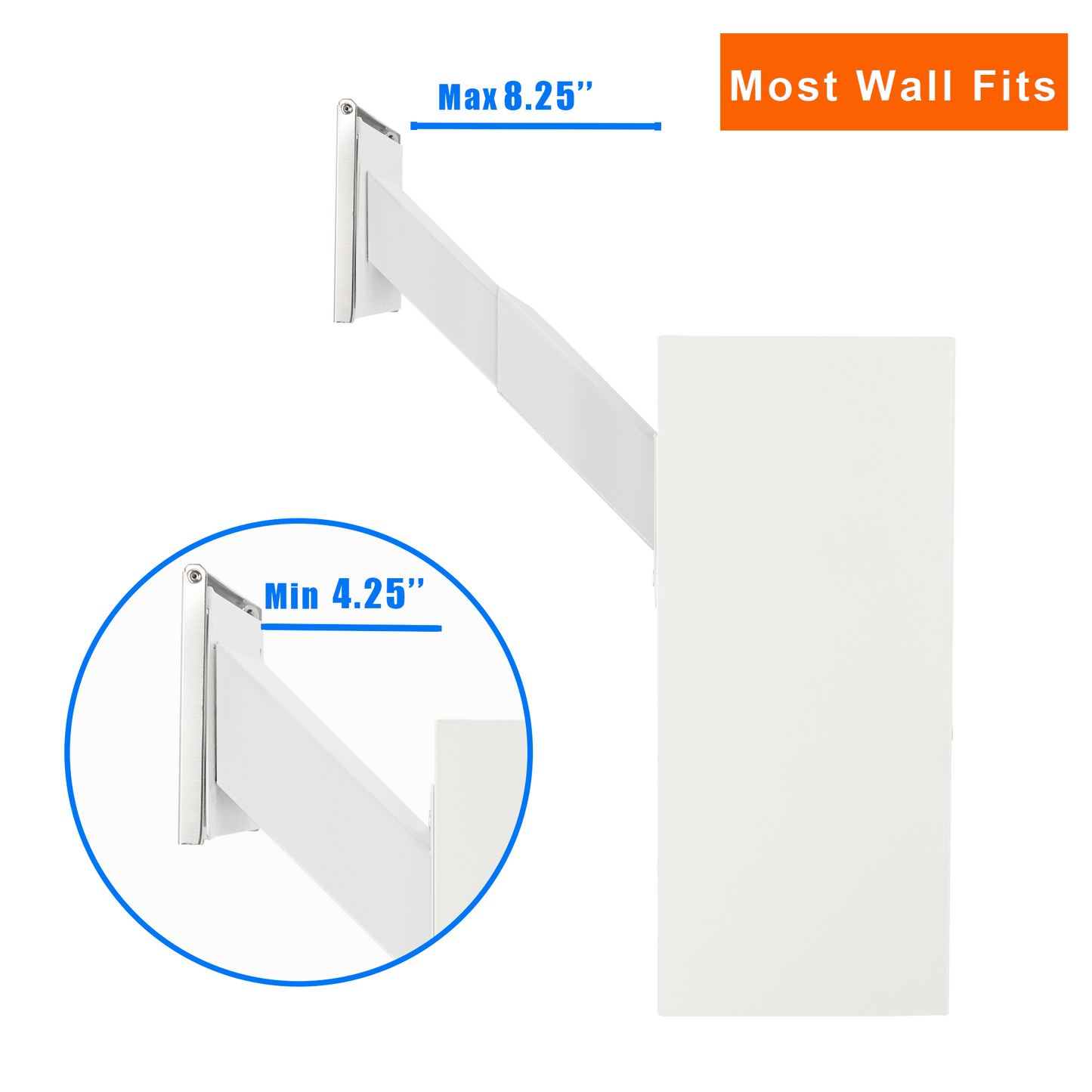 D3N-W-OPENBOX -Through-The-Wall Drop Box with Rainproof Cover | Heavy Duty Through Wall Mailbox with 8.25-Inch Adjustable Chute | Rainproof Locking Drop Safe for Mail, Rent, Checks, Cash, and Keys, White
