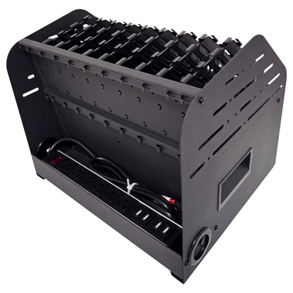 C10A-B - Laptop Charging Station for Classroom, Office, or Home, 10-Device Organizer with 6 AC Outlets & 4 Fast-Charging USB Ports, Fits Laptops, Tablets & E-Readers up to 1.4" Thick, 15.6"