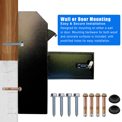 D10B-B - Anti-Fishing Key Drop Box with Combination Lock & Backup Key, Wall-Mount Depository Box for Cash, Checks, Payments, Keys & Documents with Mechanical Lock for Indoor Business Use