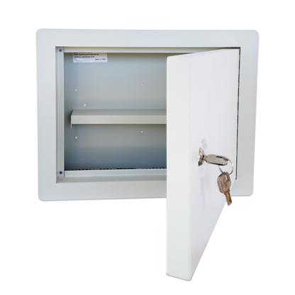 G1-W - In-Wall Safe with Key Lock – Heavy-Duty Steel Lockable Hidden Wall Compartment for Secure Storage, Wall Safe Box for Jewelry, Cash, and Documents – 15.75-Inch Exterior Width, White