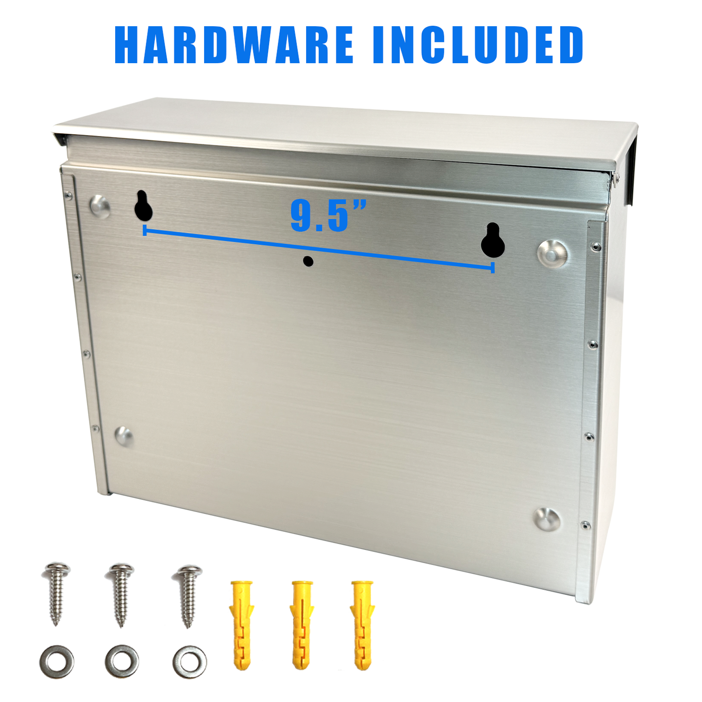 D4L - Modern Design Brushed Stainless Steel Mailbox for Walls, Heavy Duty Wall Mounted Mailbox - 14.6'' x 4.6'' x 11.2'' Rust Proof Steel Dropbox with Rainproof Design (Silver)