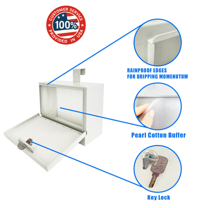 D9-K - Metal Specimen Drop Box, Medium Size, Over-the-Door Hanging with Key Lock, Secure Collection for Labs, Clinics, Medical Offices, Durable Steel Construction, Gray Finish