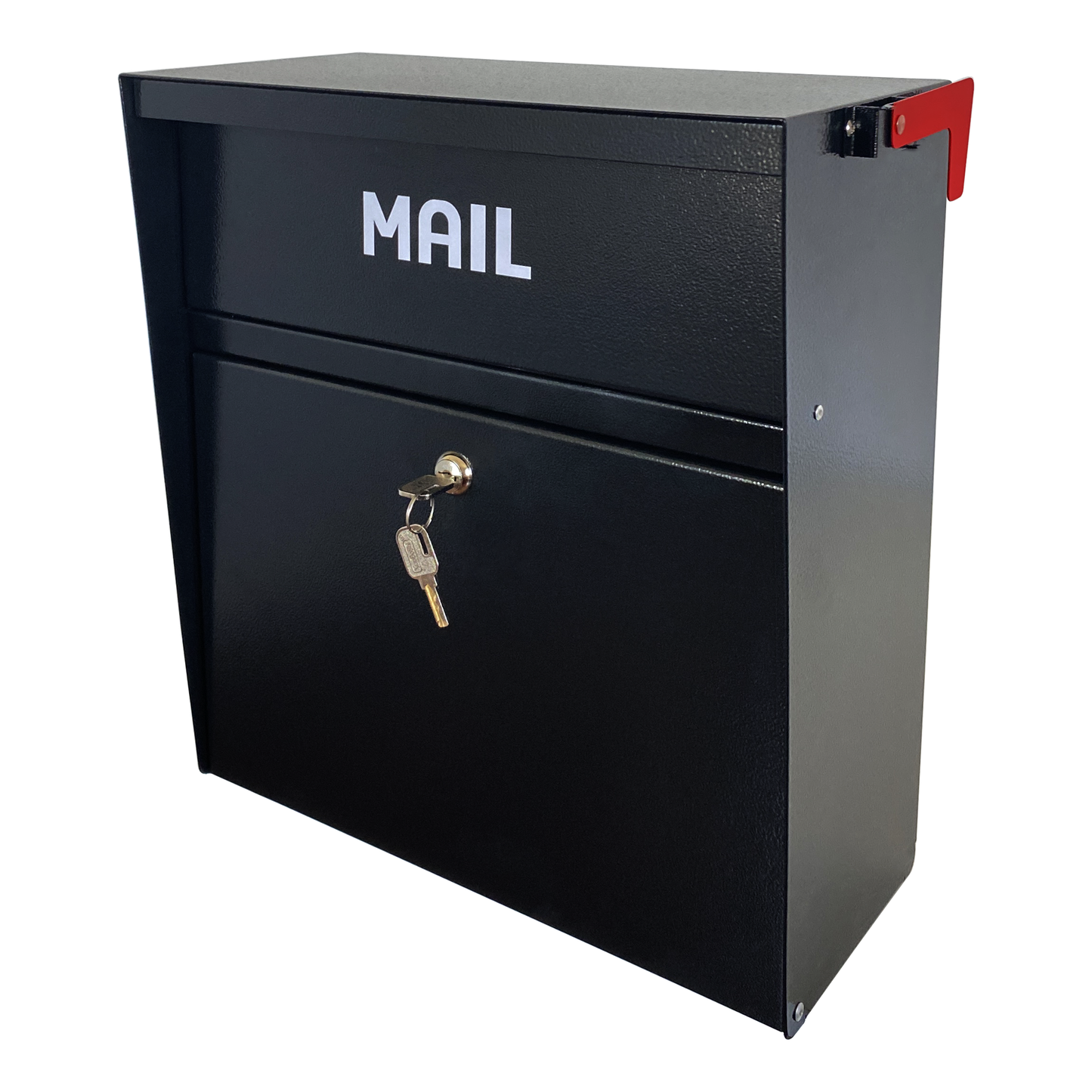 D5-B - Rainproof Wall Mount Mailbox with Outgoing Mail Flag and Holder, Rainproof Anti-Fishing Locking Mailbox, Heavy Duty Residential Security Mailbox, Payment Drop Box with Lock, Black