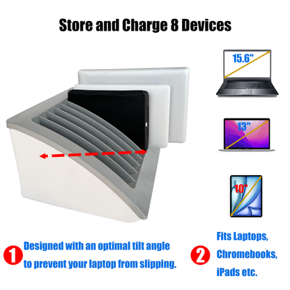 C8A-B - 10-Port USB Charging Station for 8 Devices, 140W USB-C PD Dock, Charge Chromebooks, iPads, Tablets & Phones for Classrooms, Schools, Offices, Libraries, Labs & Shared Workspaces