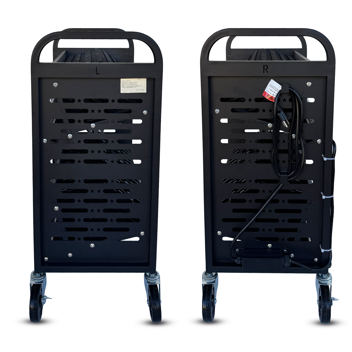 C32A-B - 32-Device Open Laptop & Tablet Charging Cart for Classroom, Chromebook Charging Station, Mobile School Storage Cart with Cable Management & Surge Protection