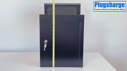 D3-B - Through-The-Wall Drop Box with Rainproof Cover | Heavy Duty Through Wall Mailbox with 10-Inch Adjustable Chute | Rainproof Locking Drop Safe for Mail, Rent, Checks, Cash, and Keys, Black