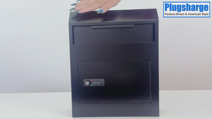 D10B-B - Anti-Fishing Key Drop Box with Combination Lock & Backup Key, Wall-Mount Depository Box for Cash, Checks, Payments, Keys & Documents with Mechanical Lock for Indoor Business Use