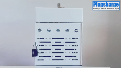 C8B-W - 8-Device Tablet Charging Station, Lockable Steel Case Fits 14" Chromebooks, iPads, Laptops & Tablets, Secure Storage with 2 Keys, Ideal for Classrooms, Offices & Hospitals, White