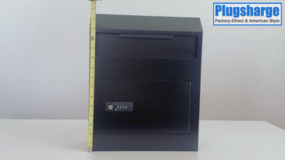 D10B-B - Anti-Fishing Key Drop Box with Combination Lock & Backup Key, Wall-Mount Depository Box for Cash, Checks, Payments, Keys & Documents with Mechanical Lock for Indoor Business Use
